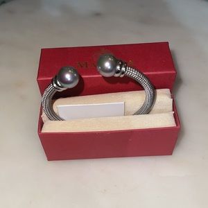 Majorica genuine pearl and silver adjustable bracelet